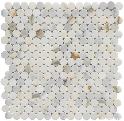 Calacatta Gold penny round mosaic tile Polished